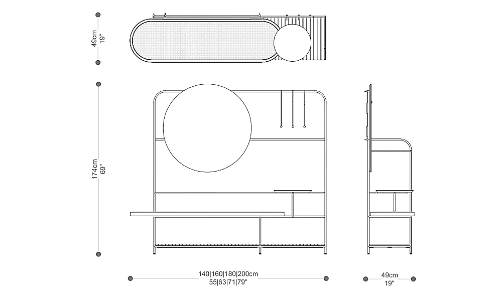 Image of the main dimensions of the product
